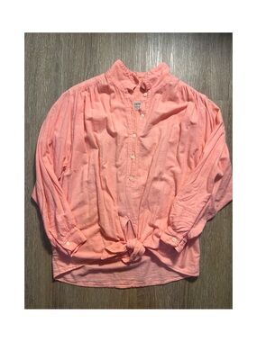 New Hero Native American Cotton Coral Pink Tie-Front Blouse Large